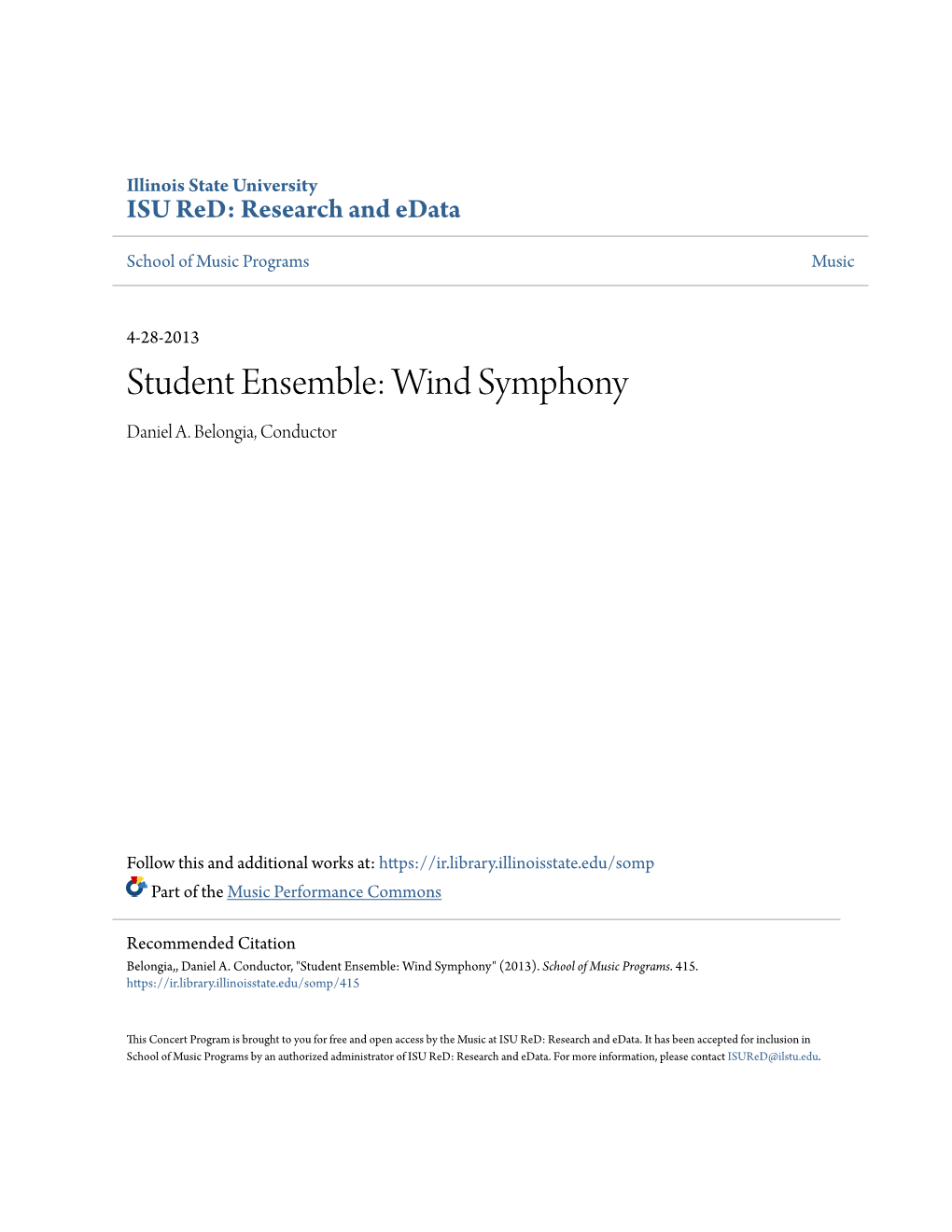 Student Ensemble: Wind Symphony Daniel A