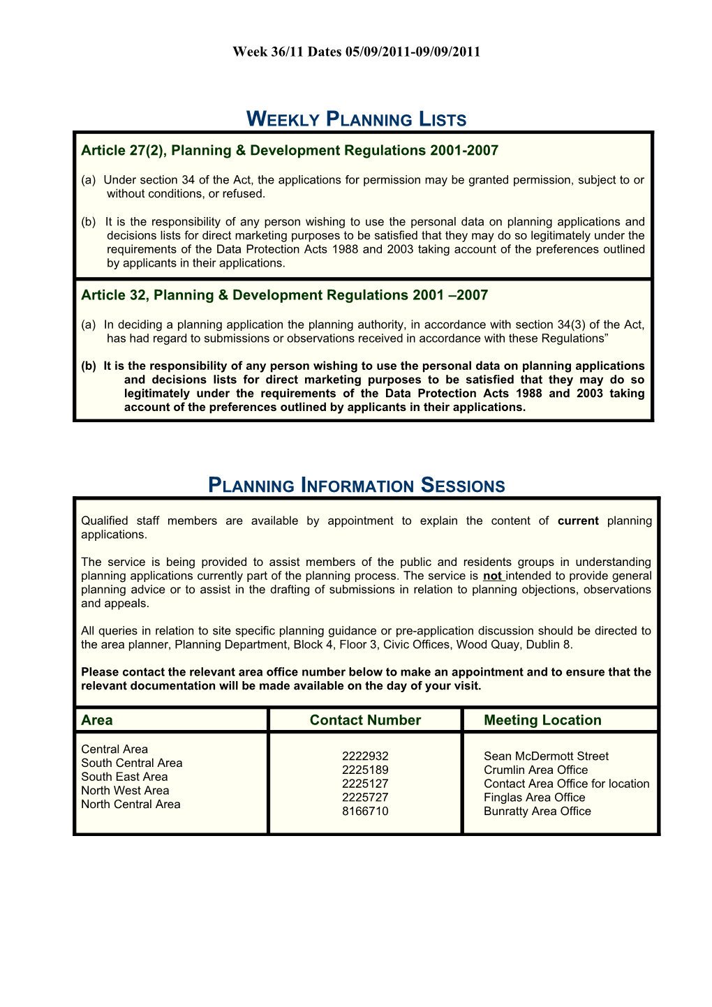 Article 27(2), Planning & Development Regulations 2001-2007