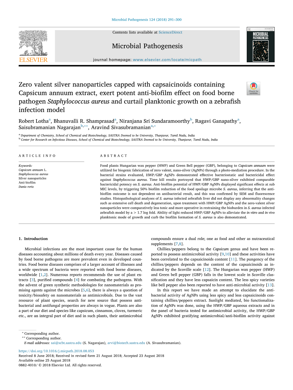 Zero Valent Silver Nanoparticles Capped with Capsaicinoids