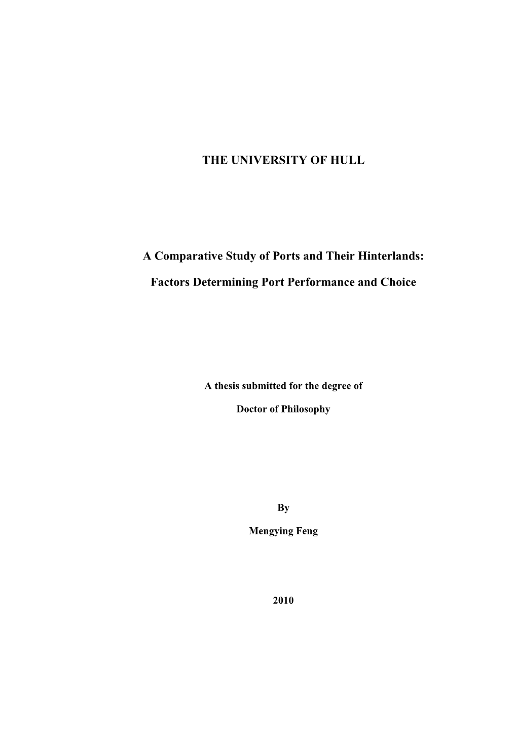 Factors Determining Port Performance and Choice