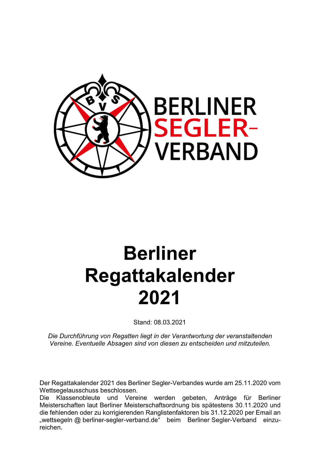 Berliner Regattakalender 2021