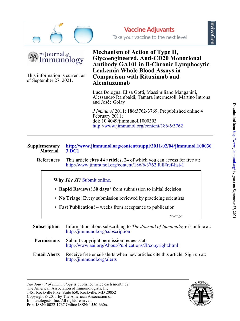 Alemtuzumab Comparison with Rituximab and Leukemia Whole