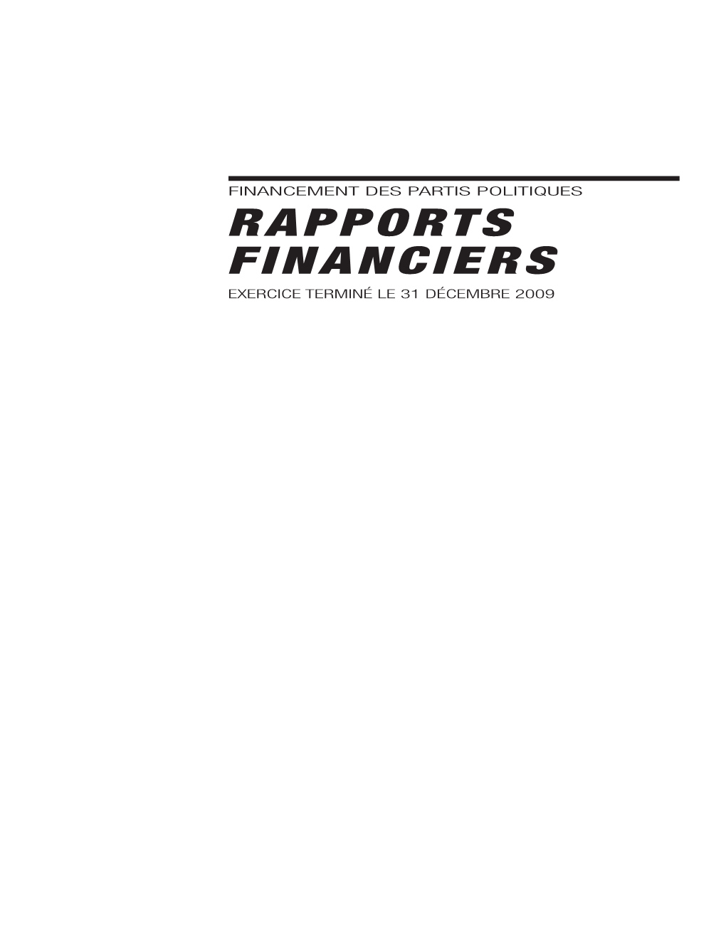 Rapports Financiers Annuels