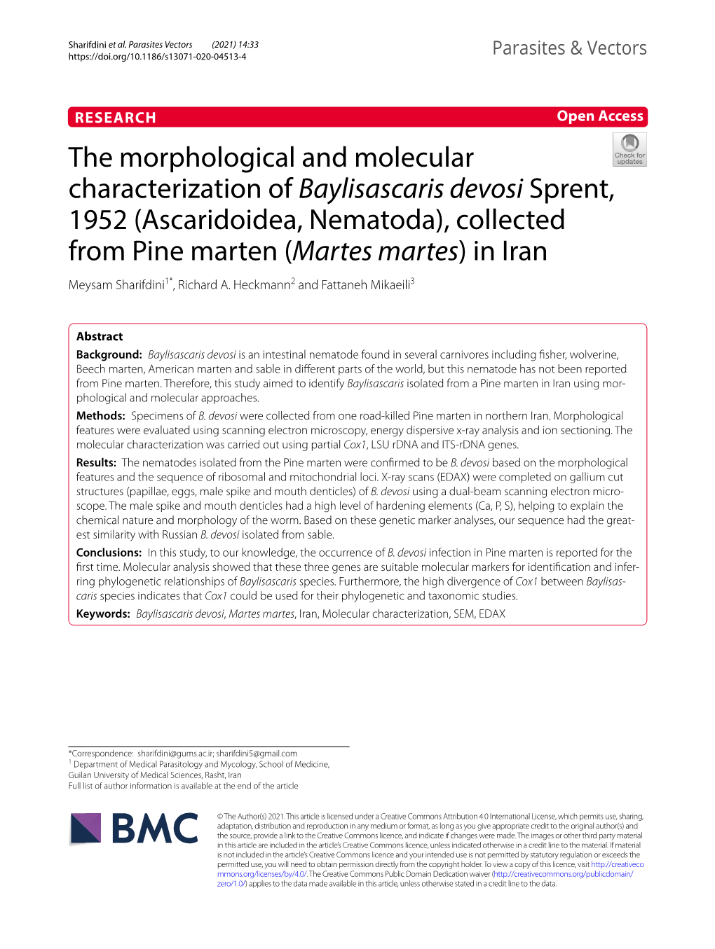 The Morphological and Molecular Characterization of Baylisascaris