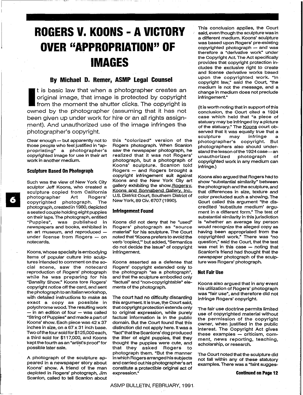 ROGERS V. KOONS -A VICTORY a Different Medium