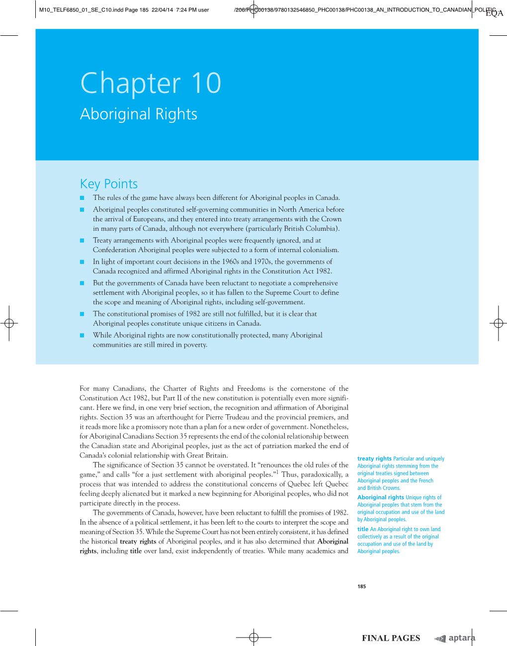 Chapter 10 Aboriginal Rights