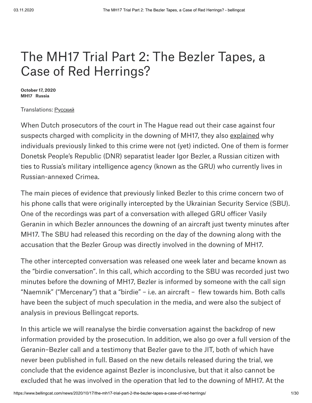 The MH17 Trial Part 2: the Bezler Tapes, a Case of Red Herrings? - Bellingcat