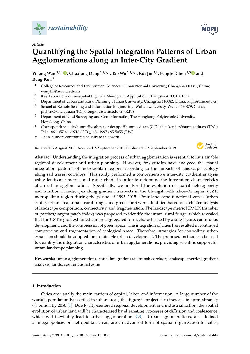 Quantifying the Spatial Integration Patterns of Urban Agglomerations Along an Inter-City Gradient