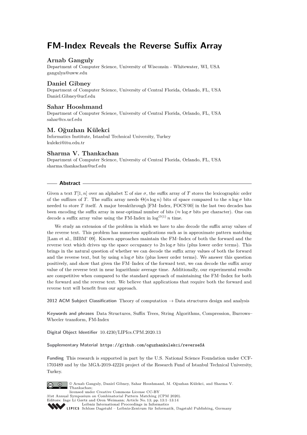 FM-Index Reveals the Reverse Suffix Array