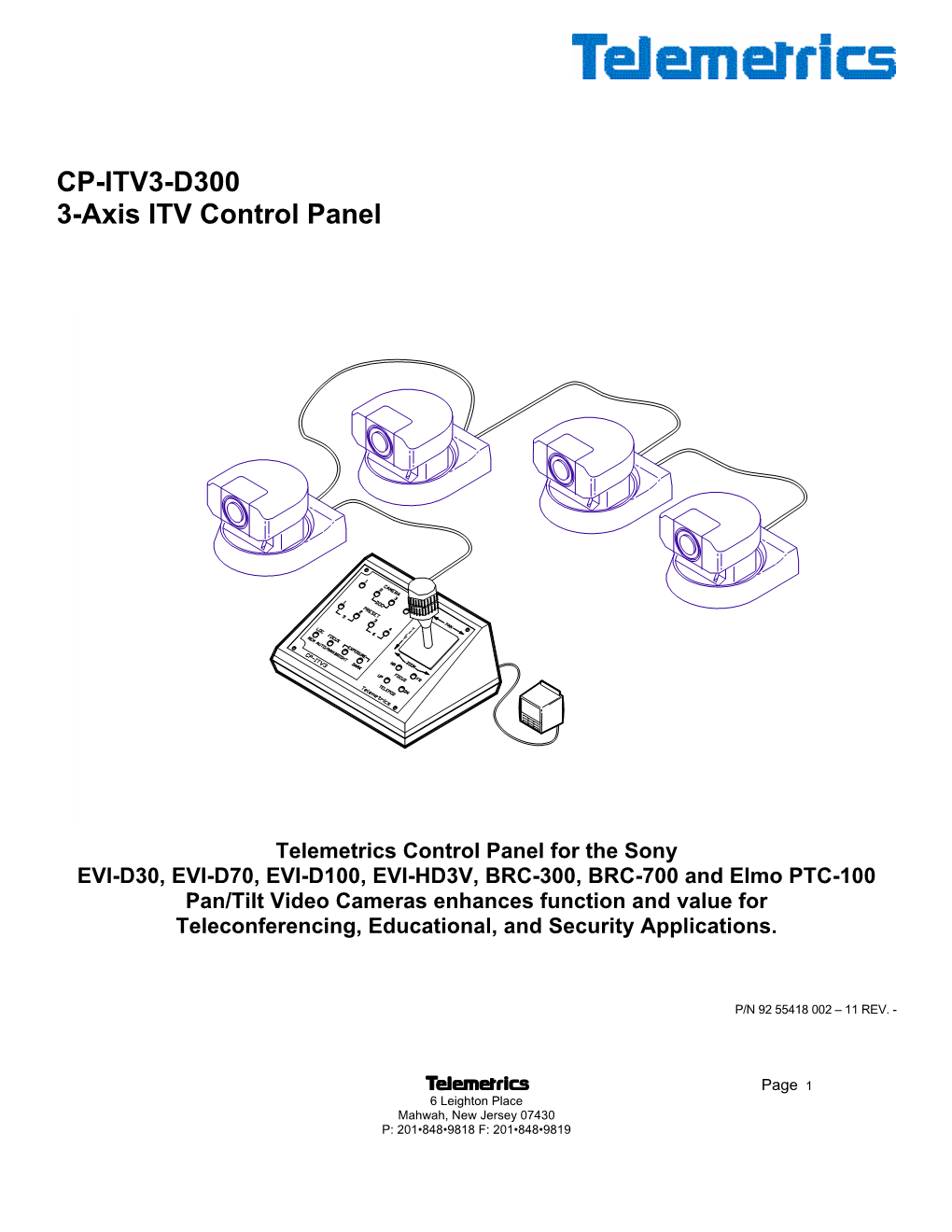 CP-ITV3-D300 3-Axis ITV Control Panel