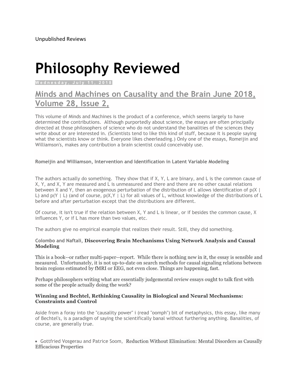 Philosophy Reviewed