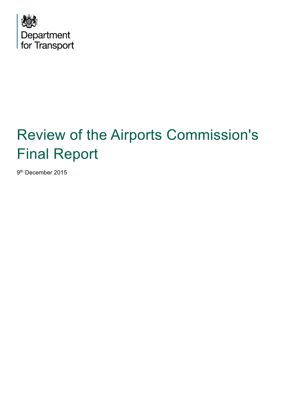Review of the Airports Commission's Final Report