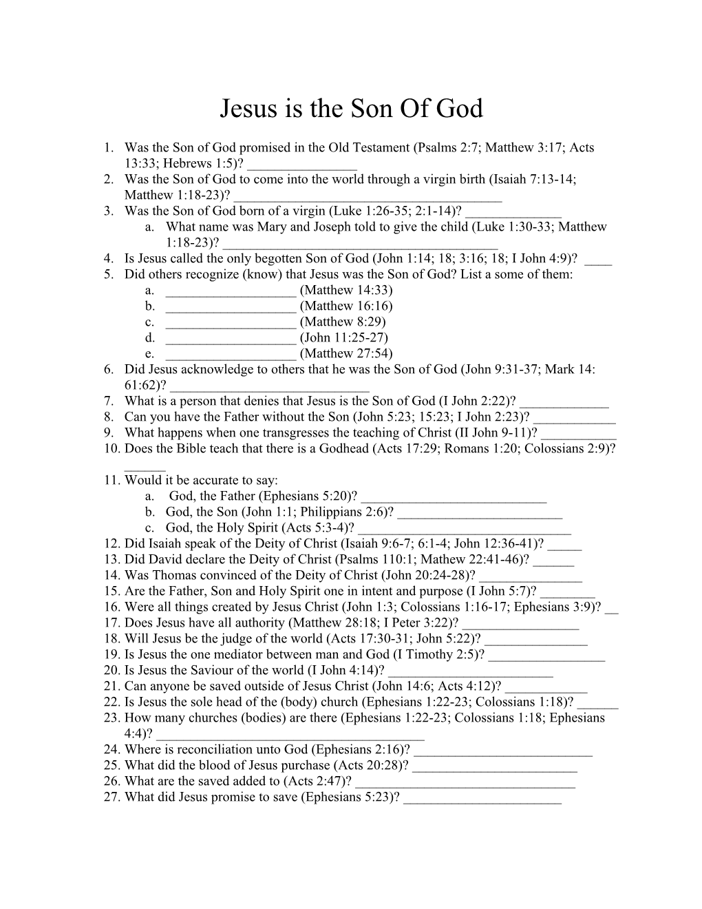 Jesus Is the Son of God