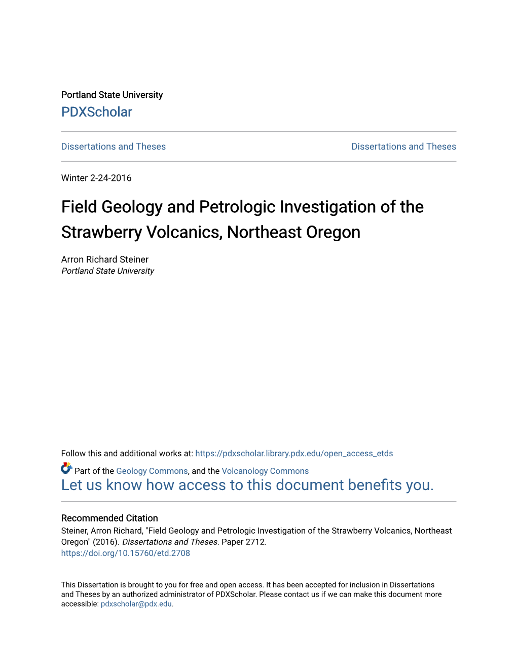 Field Geology and Petrologic Investigation of the Strawberry Volcanics, Northeast Oregon