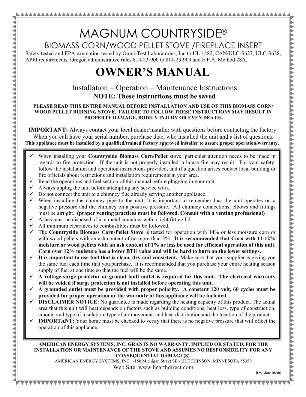 Magnum Countryside® Owner's Manual