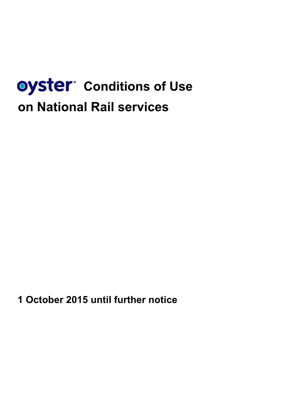 Oyster Conditions of Use on National Rail Services