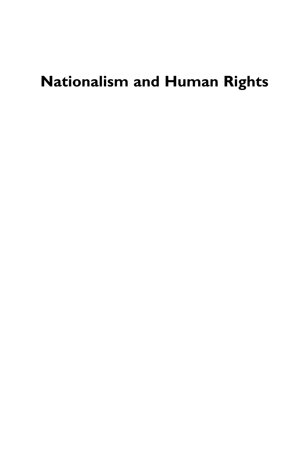 Nationalism and Human Rights This Page Intentionally Left Blank Nationalism and Human Rights