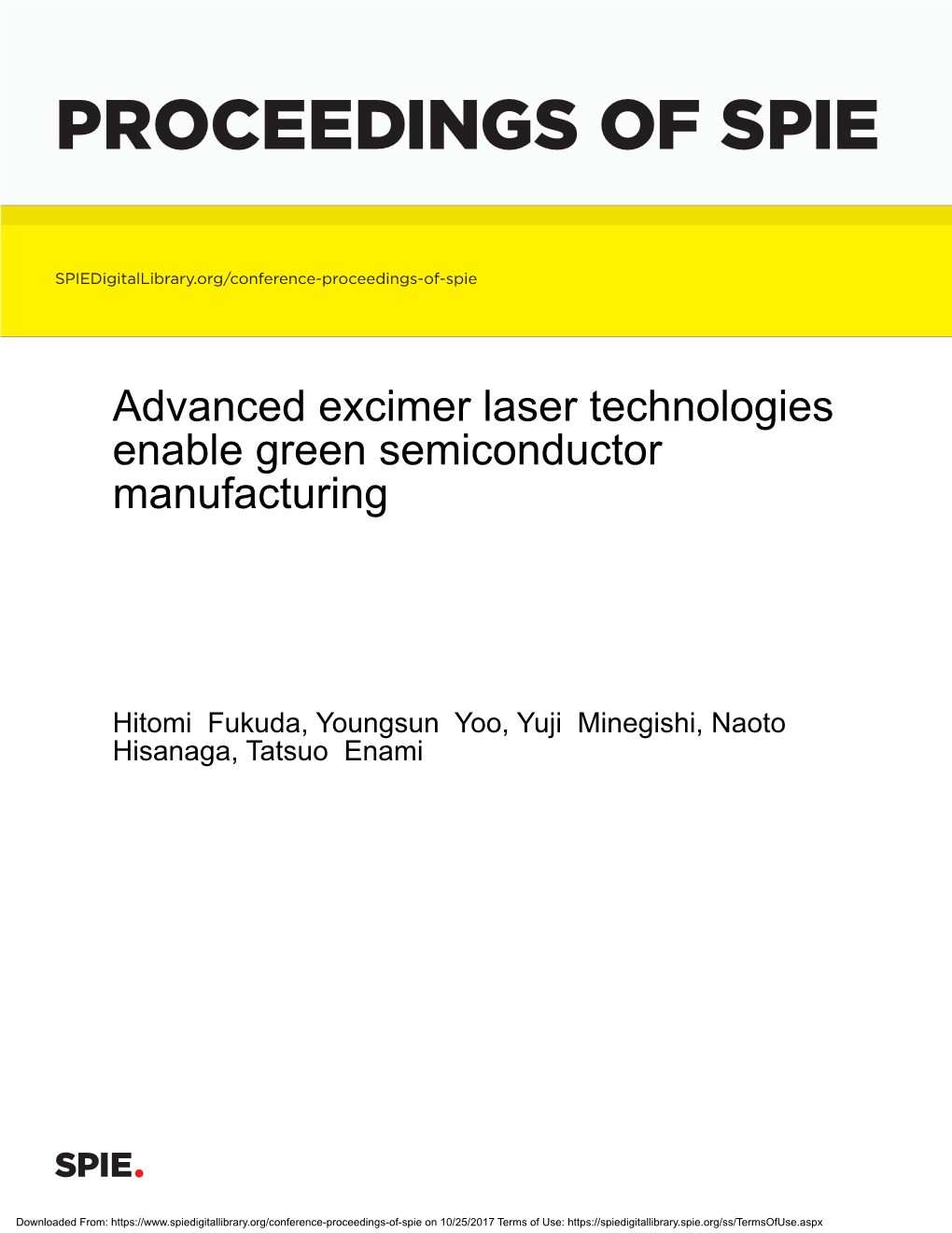 Advanced Excimer Laser Technologies Enable Green Semiconductor Manufacturing