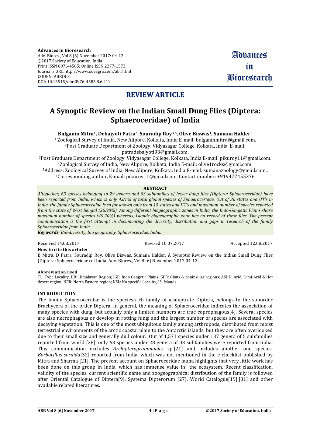 Diptera: Sphaeroceridae) of India