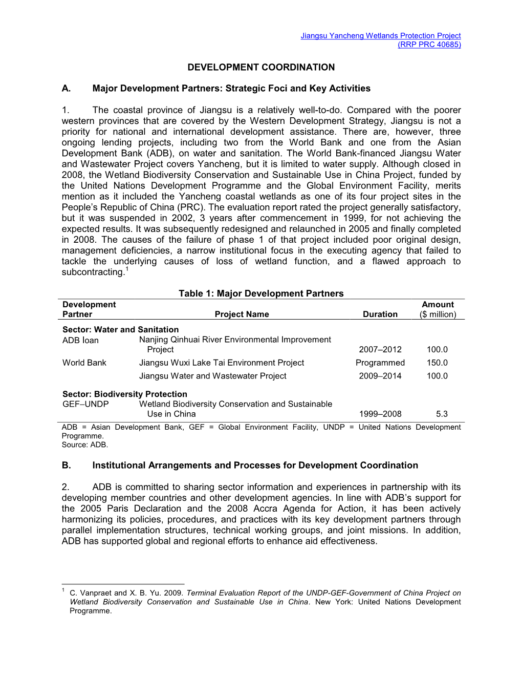 PRC: Jiangsu Yancheng Wetlands Protection Project