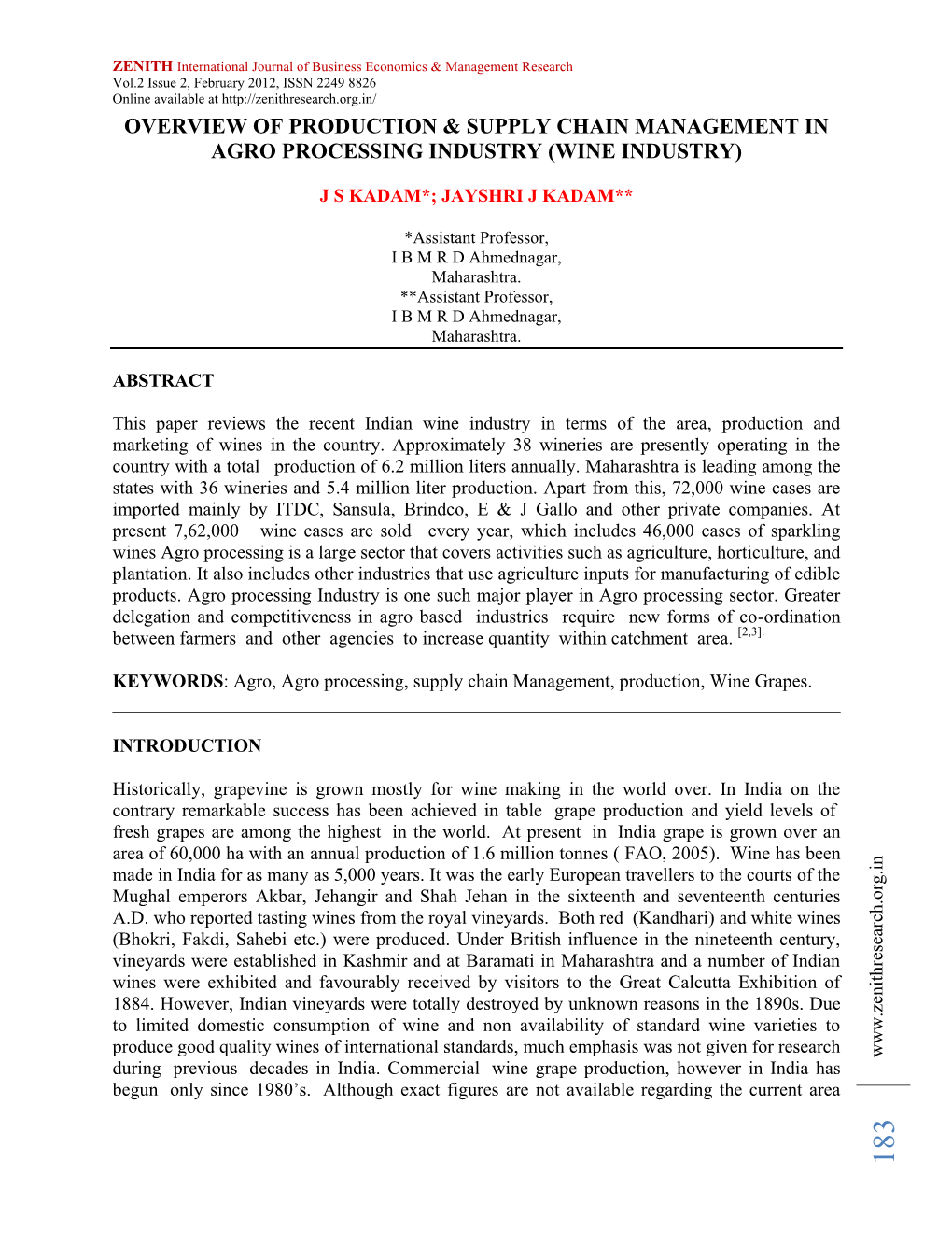 Overview of Production & Supply Chain Management in Agro Processing Industry