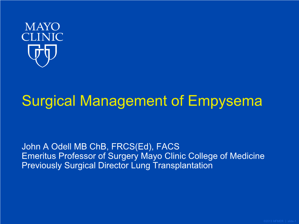 Surgical Management of Empysema