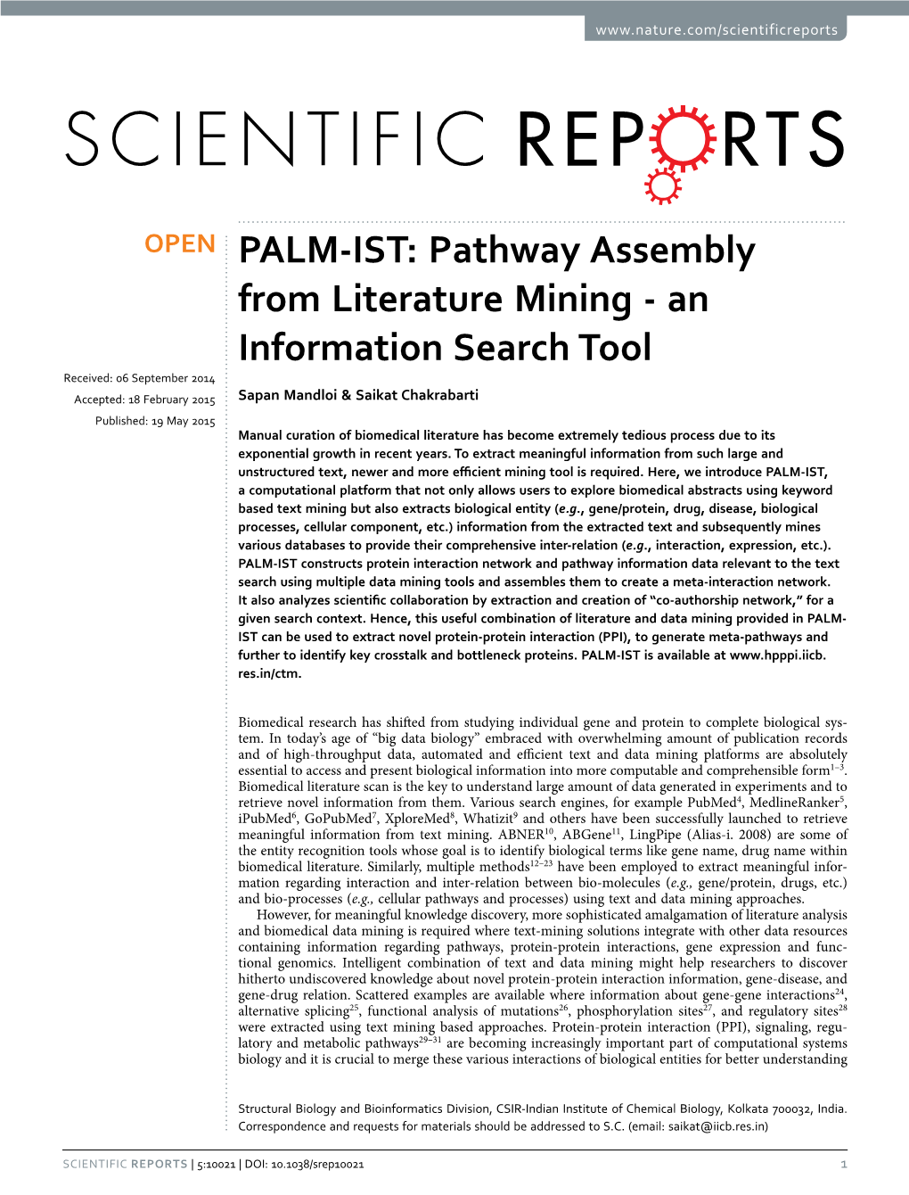 PALM-IST: Pathway Assembly from Literature Mining