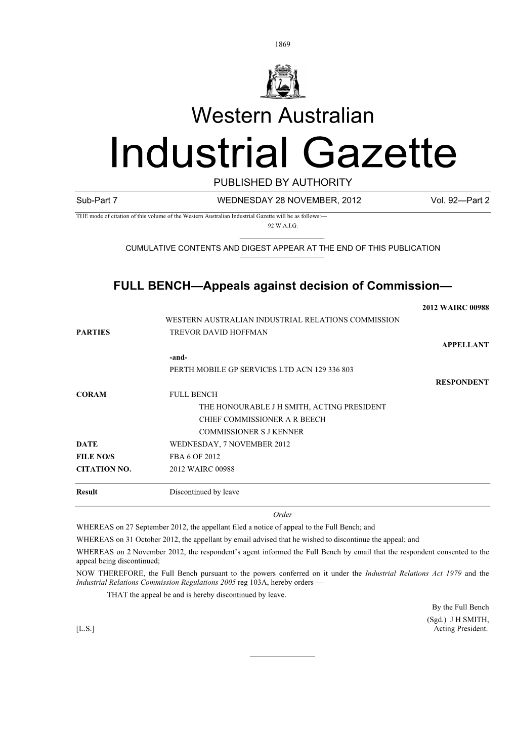 Industrial Gazette PUBLISHED by AUTHORITY