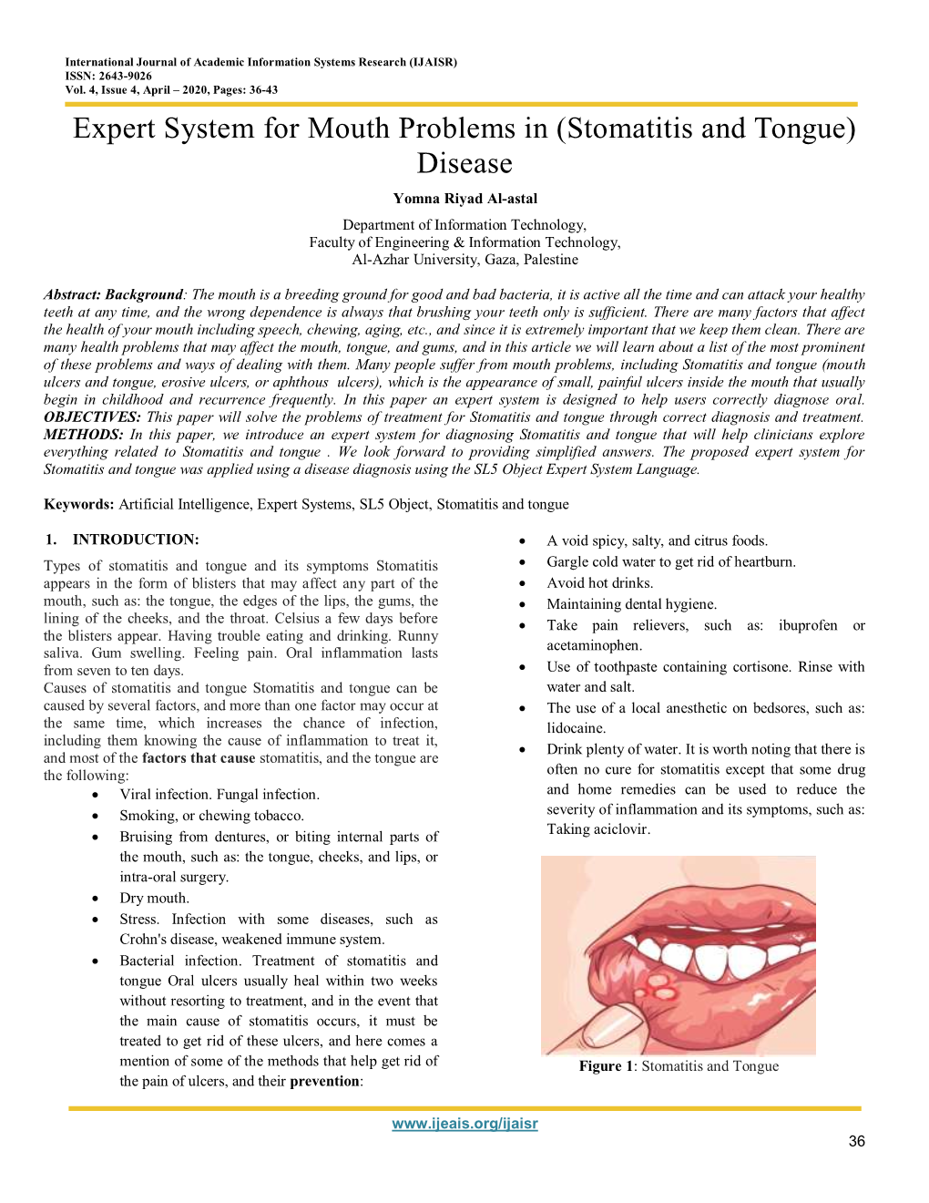 Expert System for Mouth Problems in (Stomatitis and Tongue) Disease