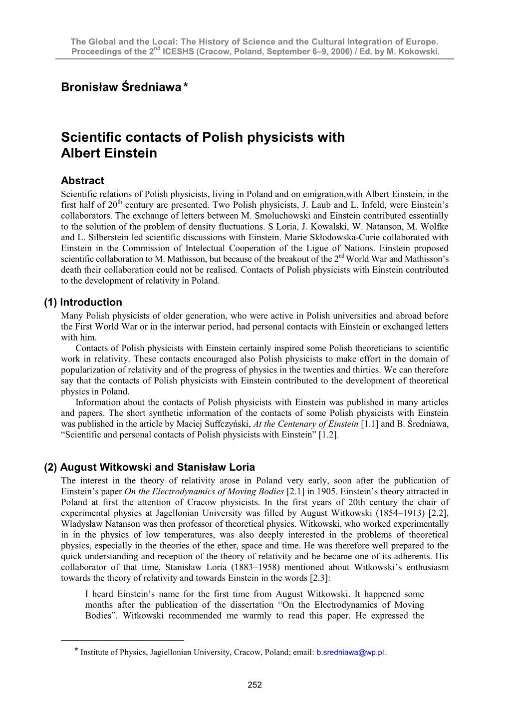 Scientific Contacts of Polish Physicists with Albert Einstein