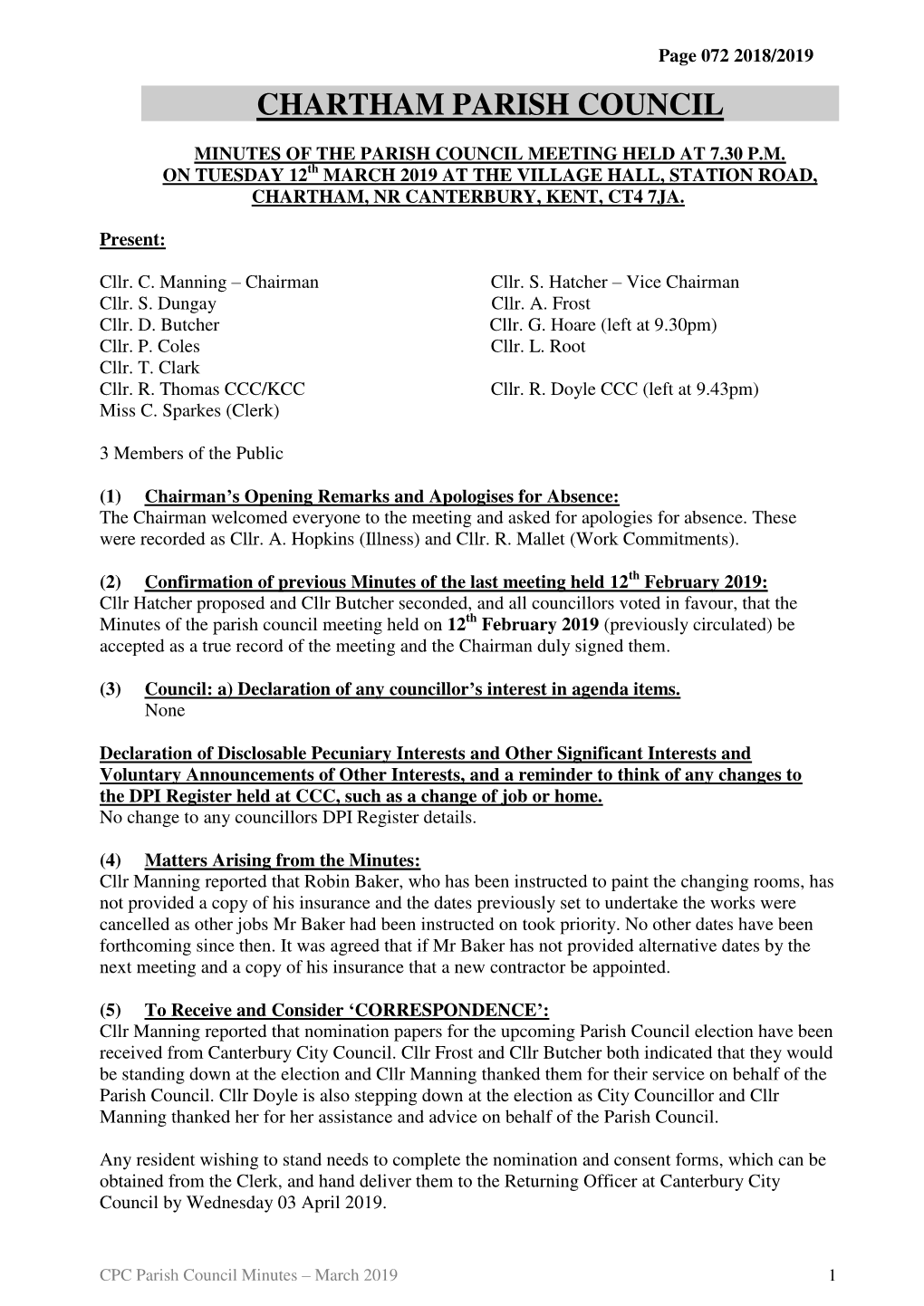 Chartham Parish Council