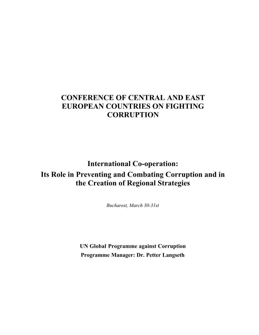 Conference of Central and East European Countries on Fighting Corruption
