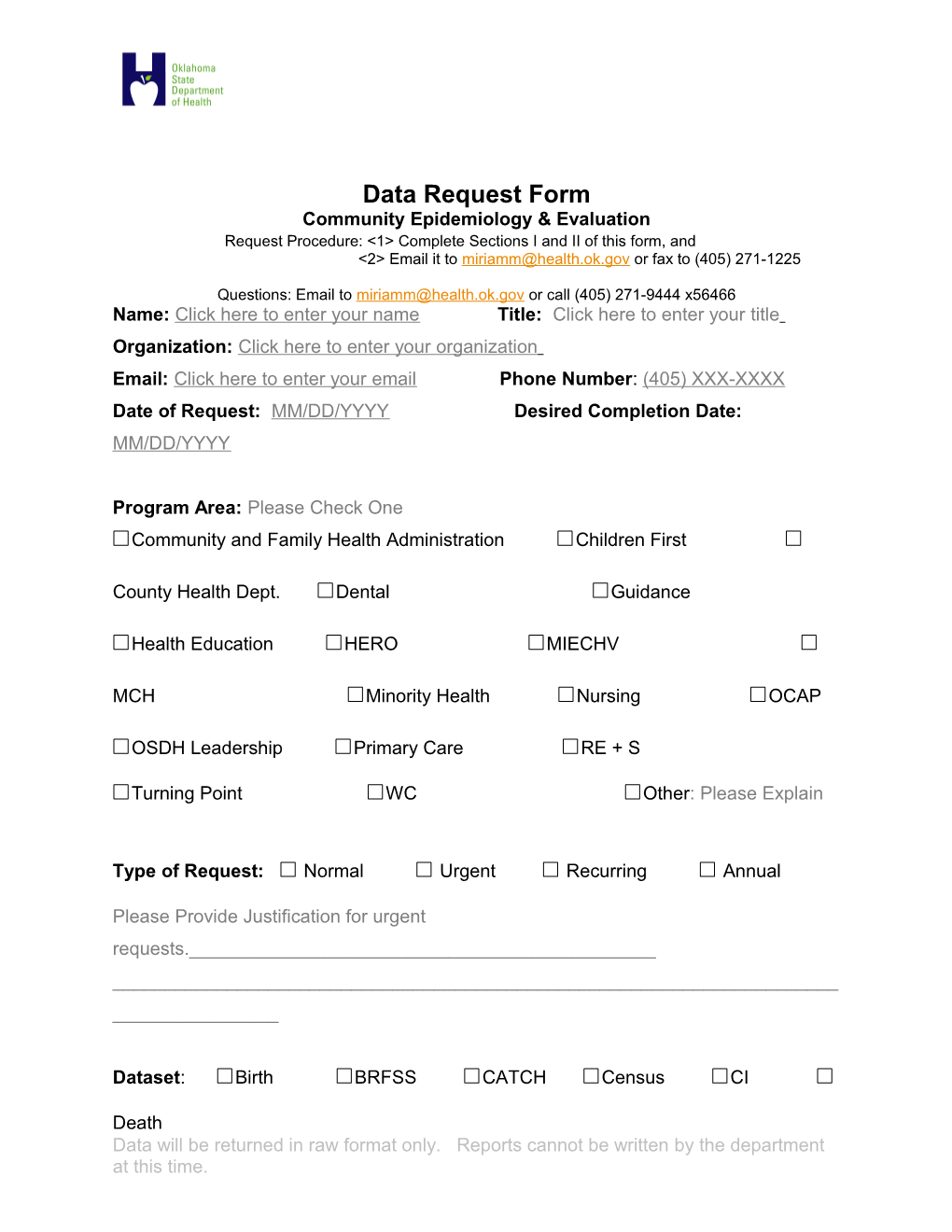 Data Request Form