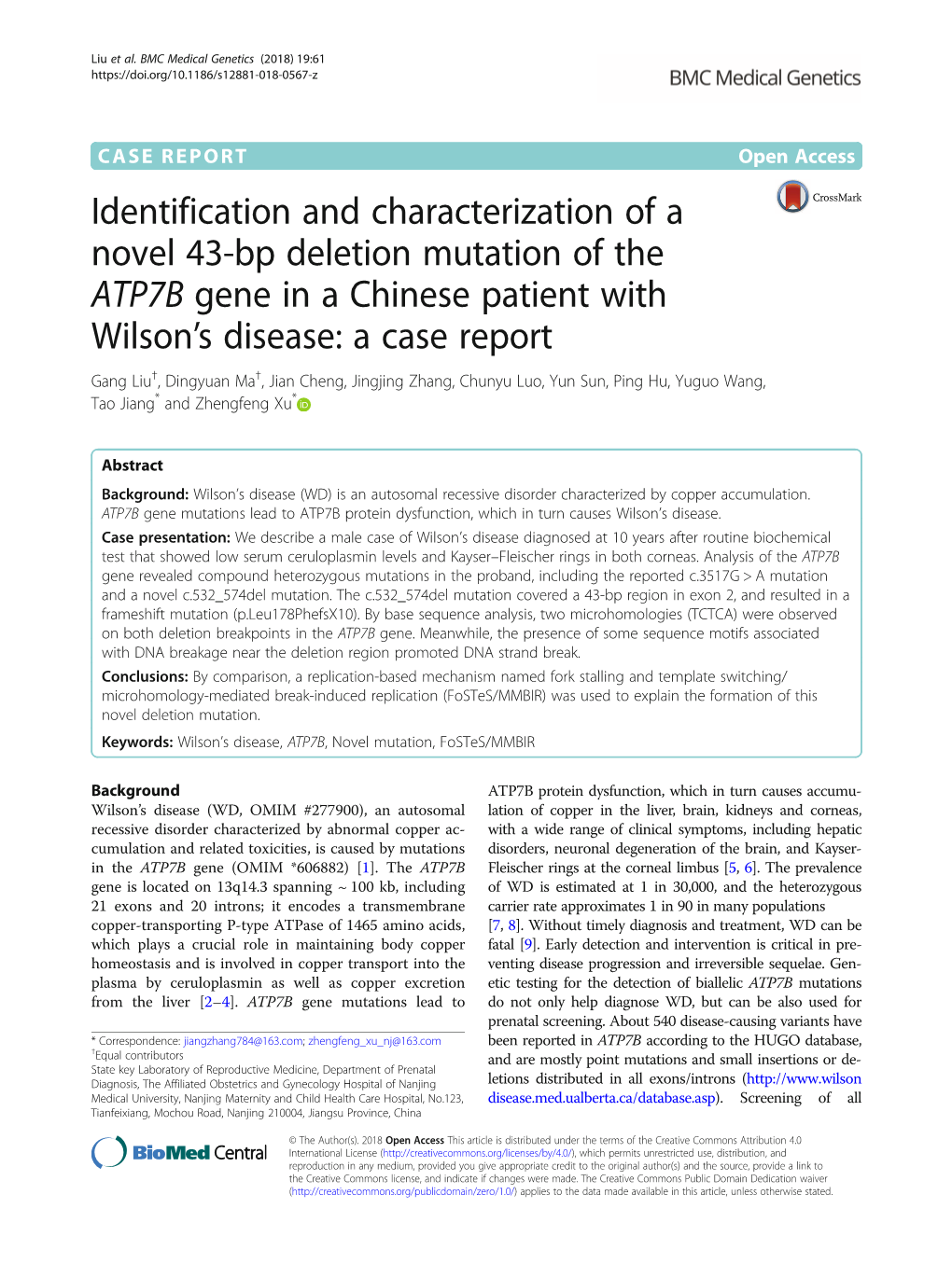 Identification and Characterization of a Novel 43-Bp Deletion Mutation of The