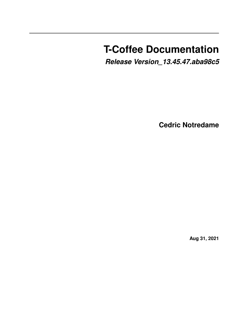 T-Coffee Documentation Release Version 13.45.47.Aba98c5