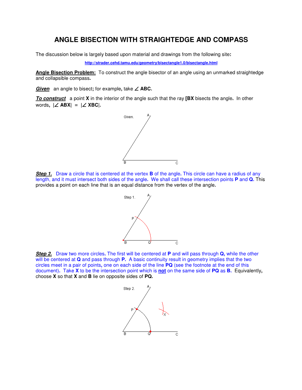 Angle Bisection with Straightedge and Compass