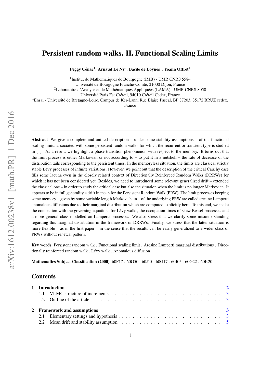 Persistent Random Walks. II. Functional Scaling Limits