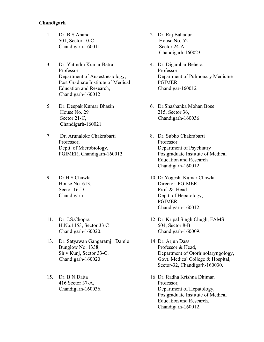 State Wise Fellow Address