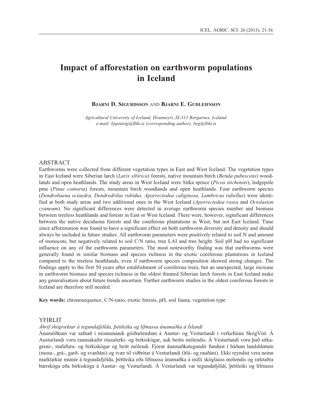 Impact of Afforestation on Earthworm Populations in Iceland