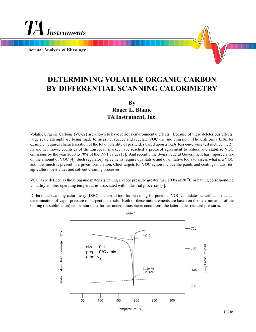 Determining Volatile Organic Carbon by Differential Scanning Calorimetry