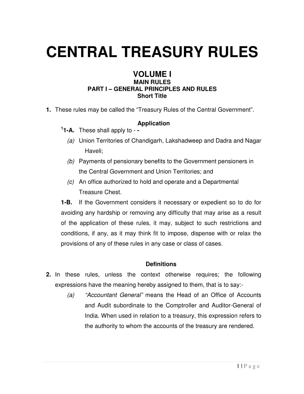 Central Treasury Rules