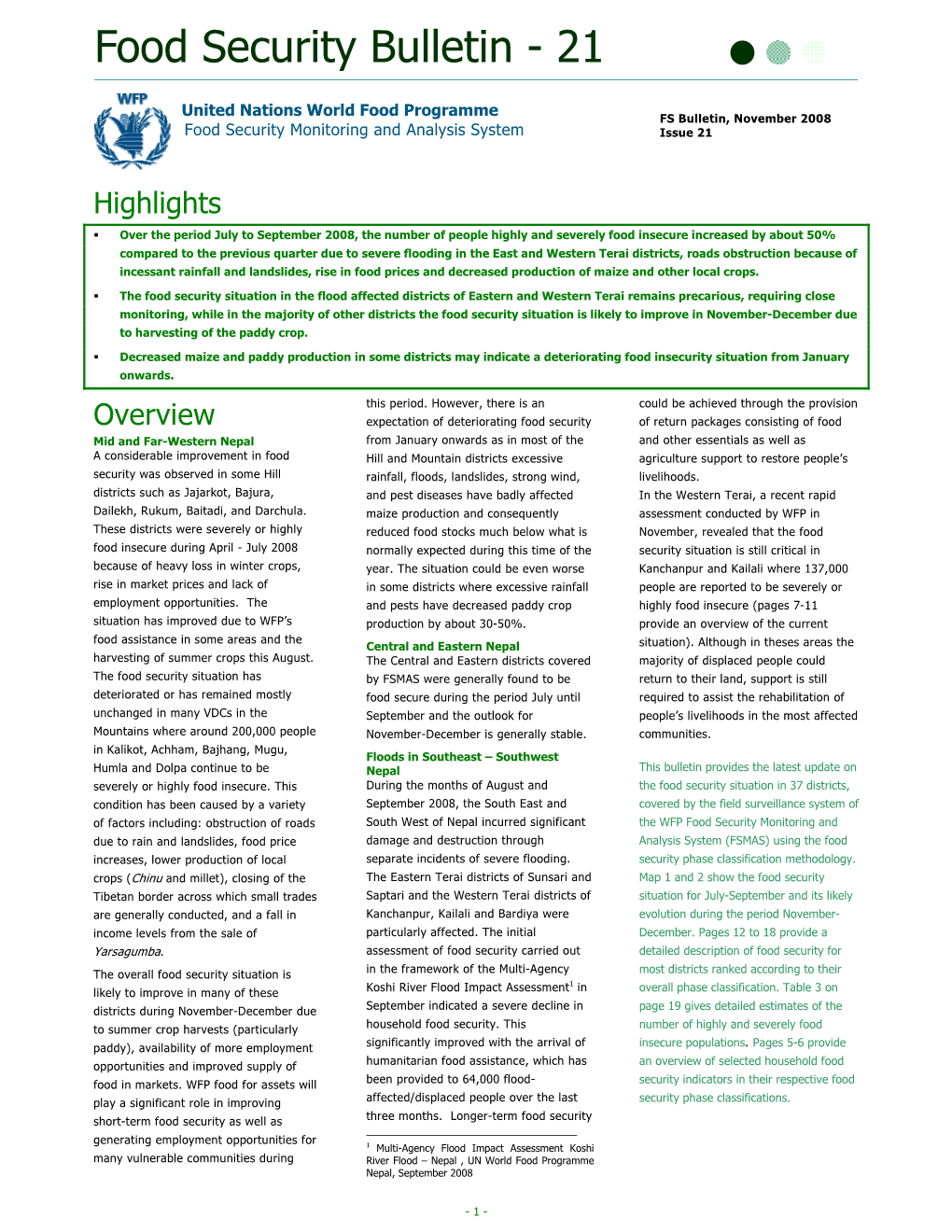 Food Security Bulletin - 21