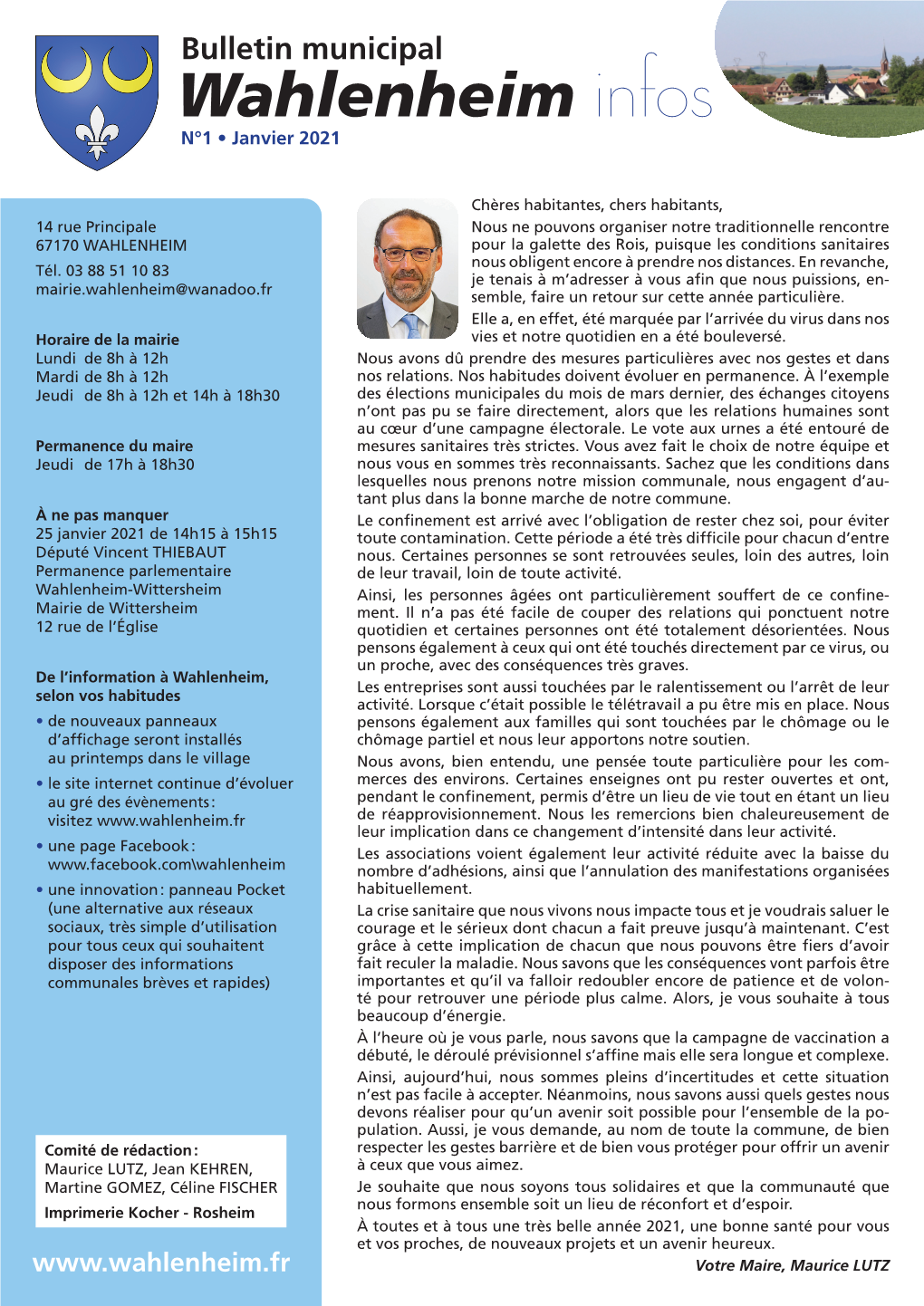 Wahlenheim Infos N°1 • Janvier 2021