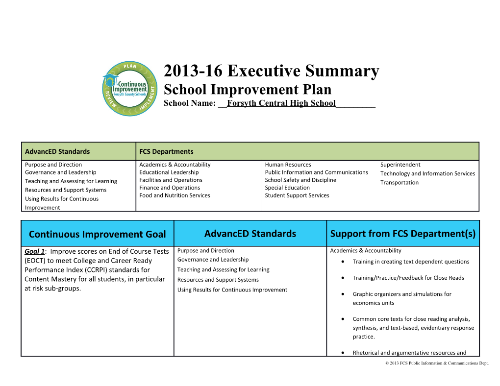 2013 FCS Public Information & Communications Dept