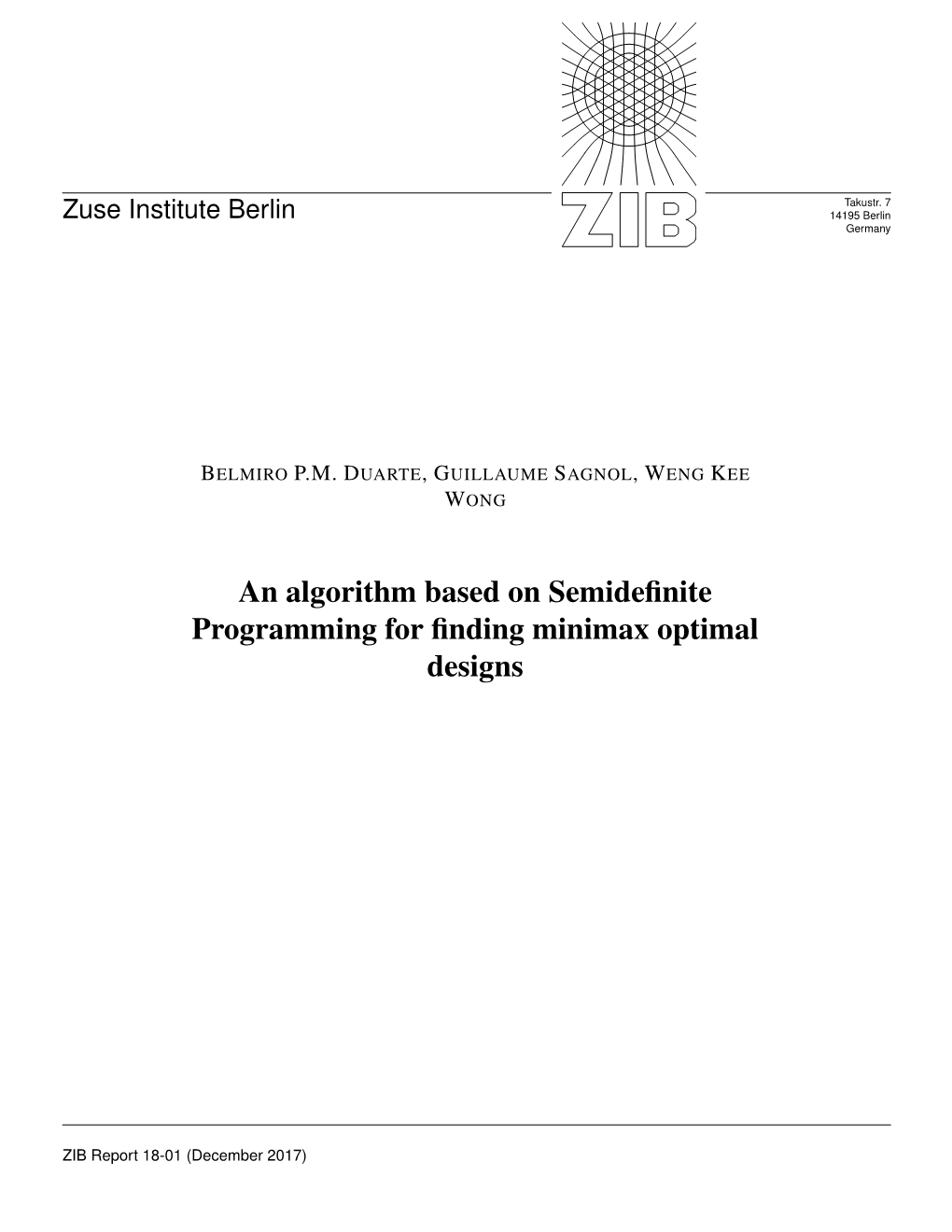 An Algorithm Based on Semidefinite Programming for Finding Minimax