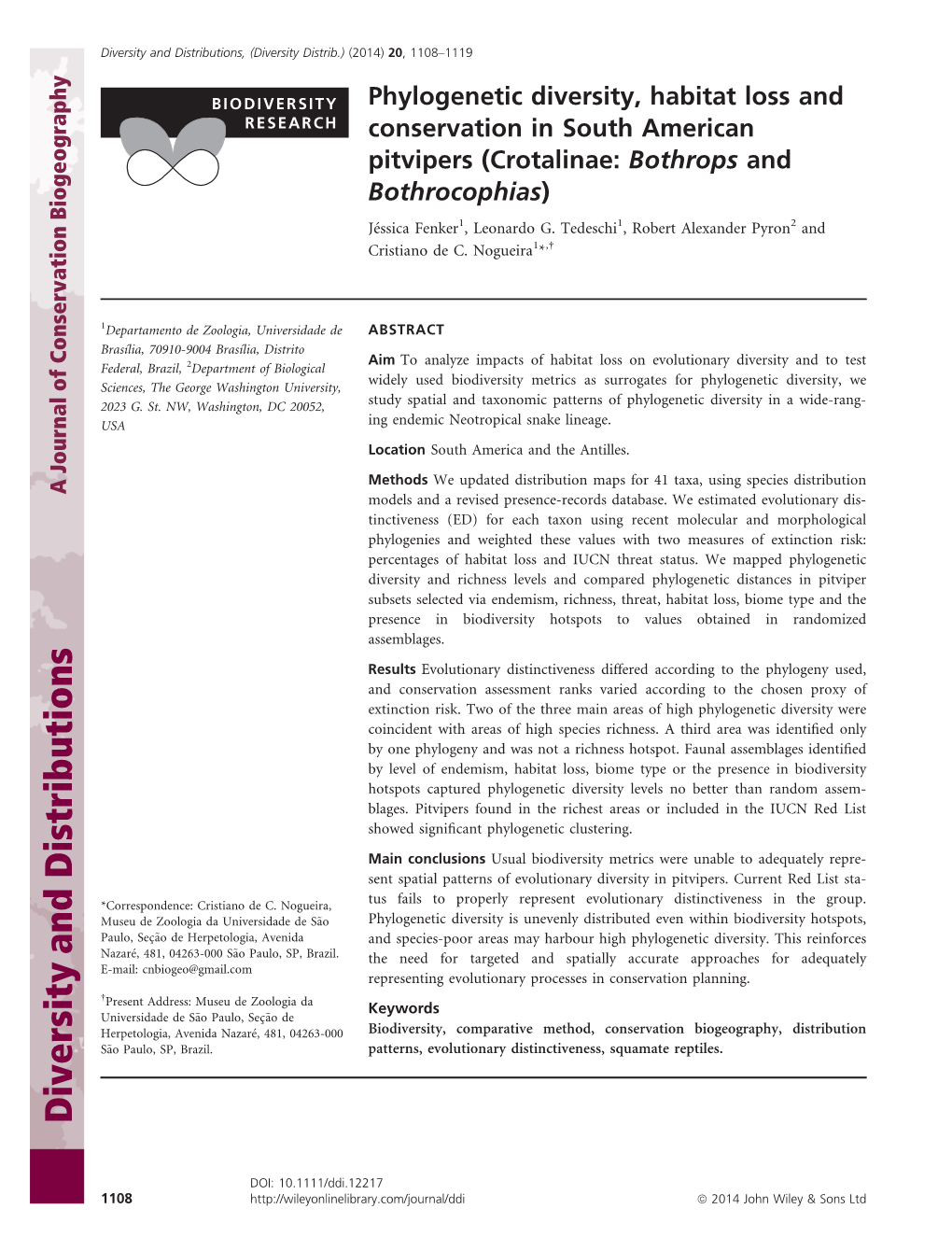 Phylogenetic Diversity, Habitat Loss and Conservation in South