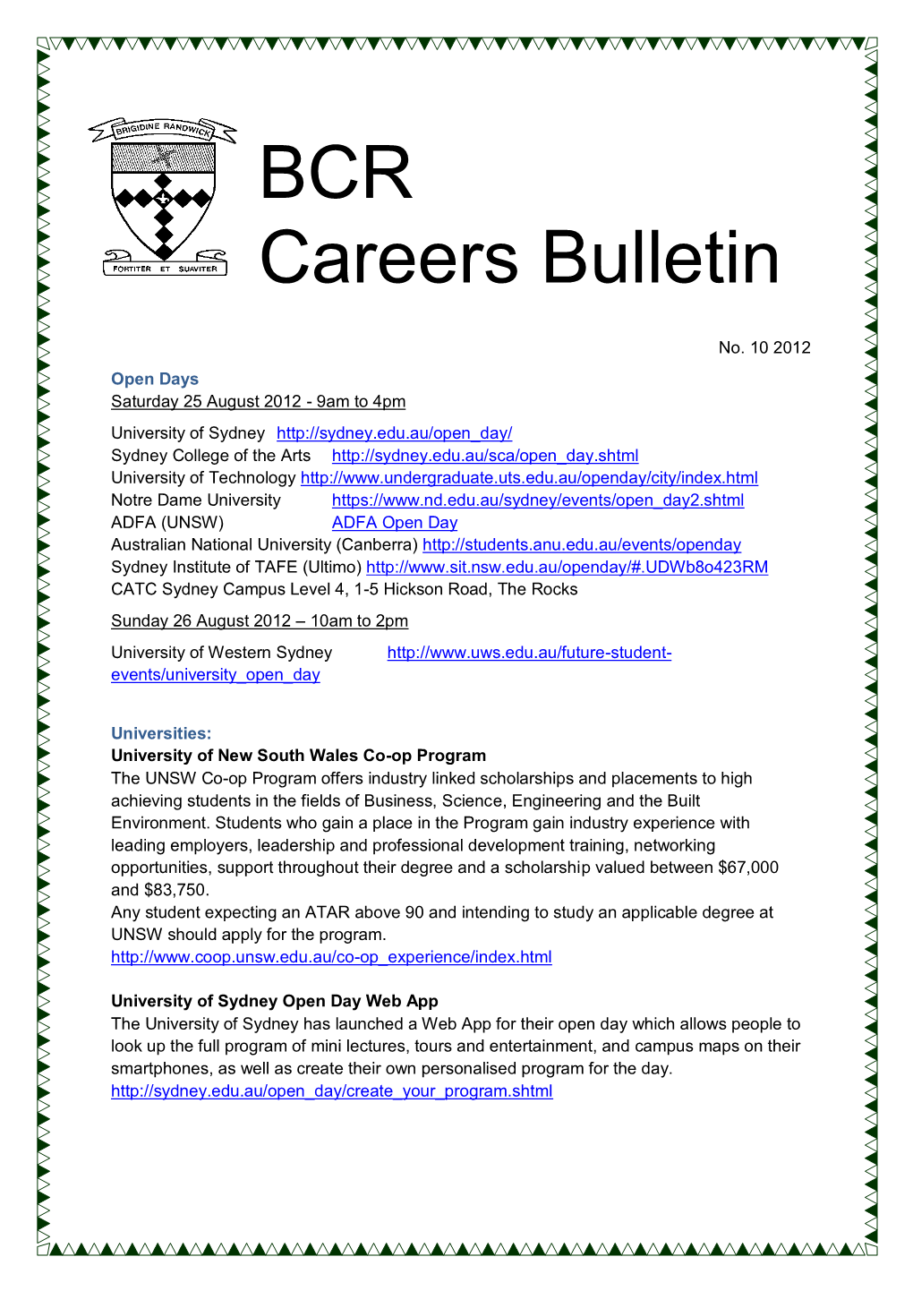 BCR Careers Bulletin