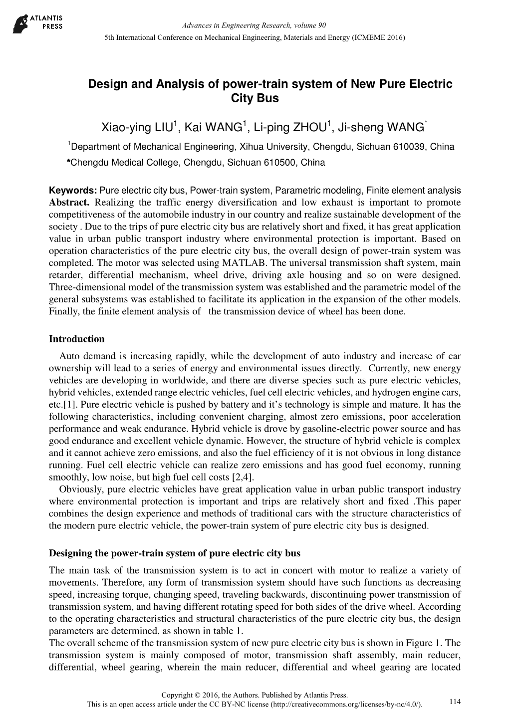 Design and Analysis of Power-Train System of New Pure Electric City Bus