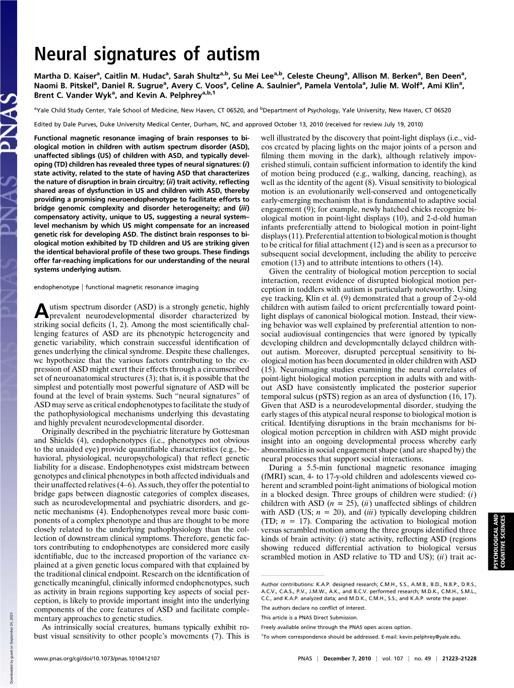 Neural Signatures of Autism