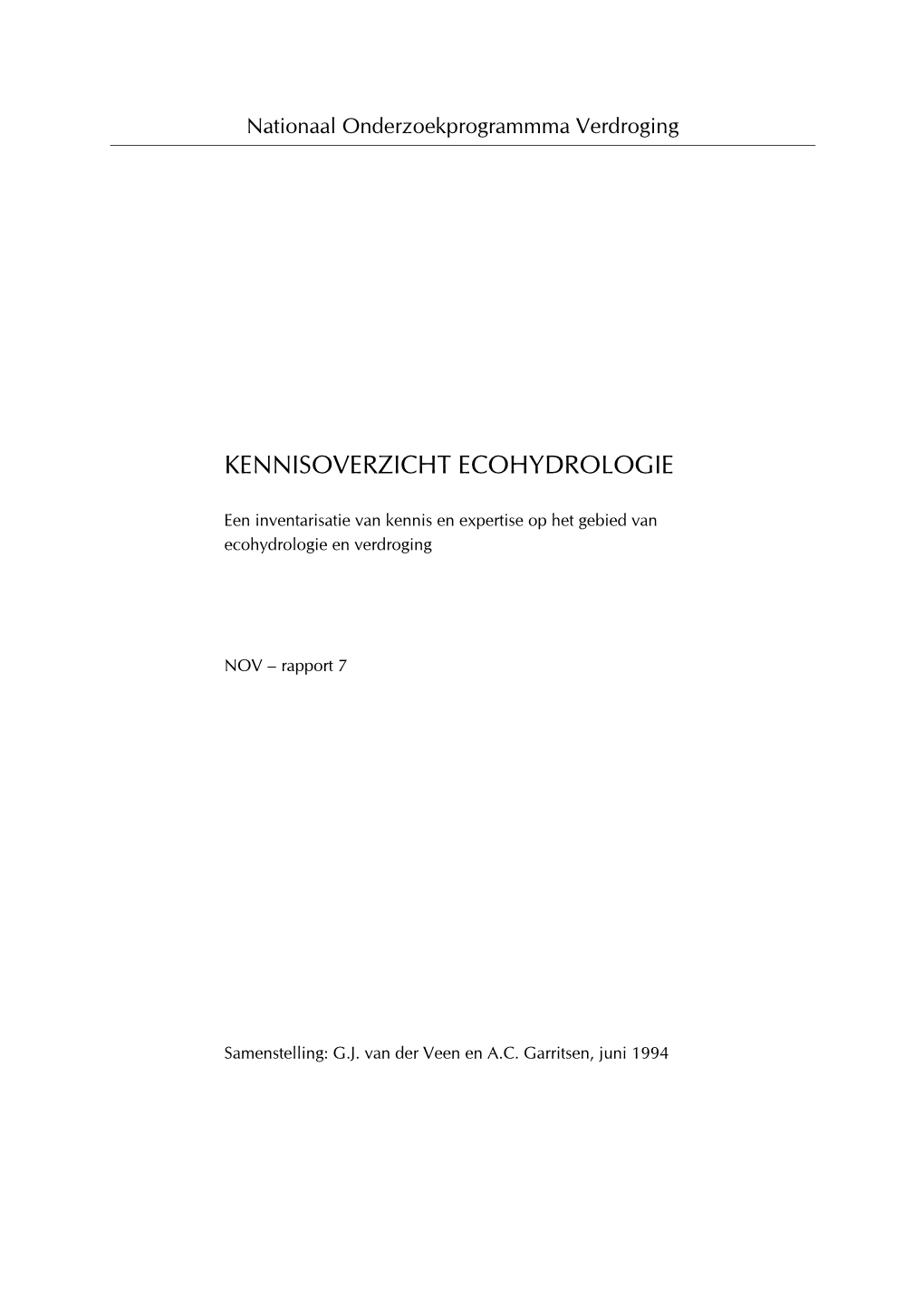 Kennisoverzicht Ecohydrologie